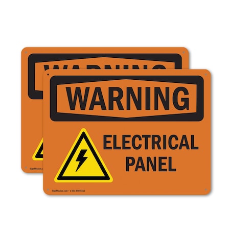 Signmission Electrical Panel With Symbol OSHA Warning Sign, Aluminum, 10in W x 7in L, 2PK OS-2PACK-WS-A-710-L-12096